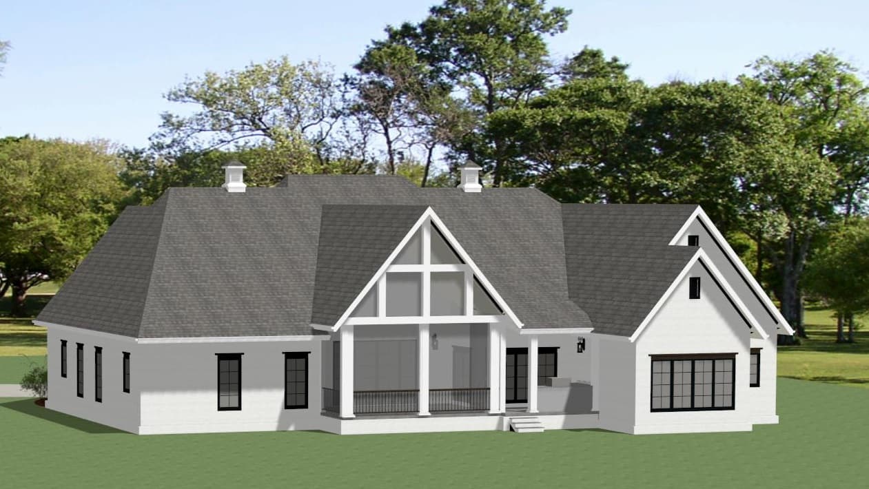 Plan 46515LA: 4-Bed Transitional House Plan with 3-Car Garage and Bonus Expansion Above - 3699 Sq Ft - Image #9 - European, Southern, Transitional