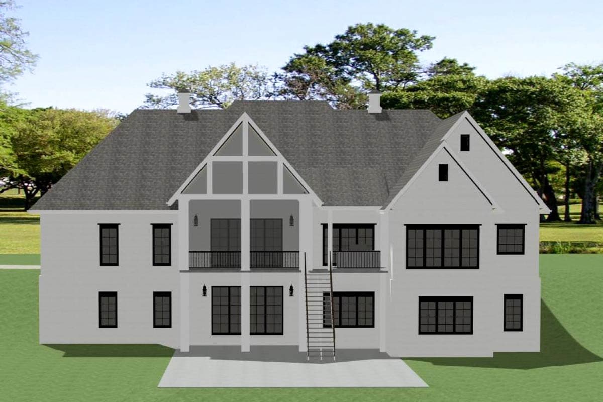 Plan 46515LA: 4-Bed Transitional House Plan with 3-Car Garage and Bonus Expansion Above - 3699 Sq Ft - Image #11 - European, Southern, Transitional