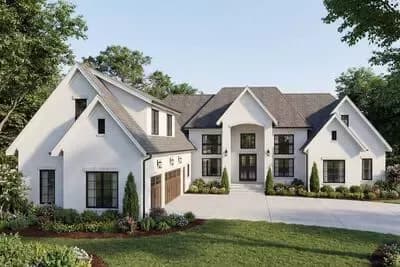 4-Bed Transitional House Plan with 3-Car Garage and Bonus Expansion Above - 3699 Sq Ft