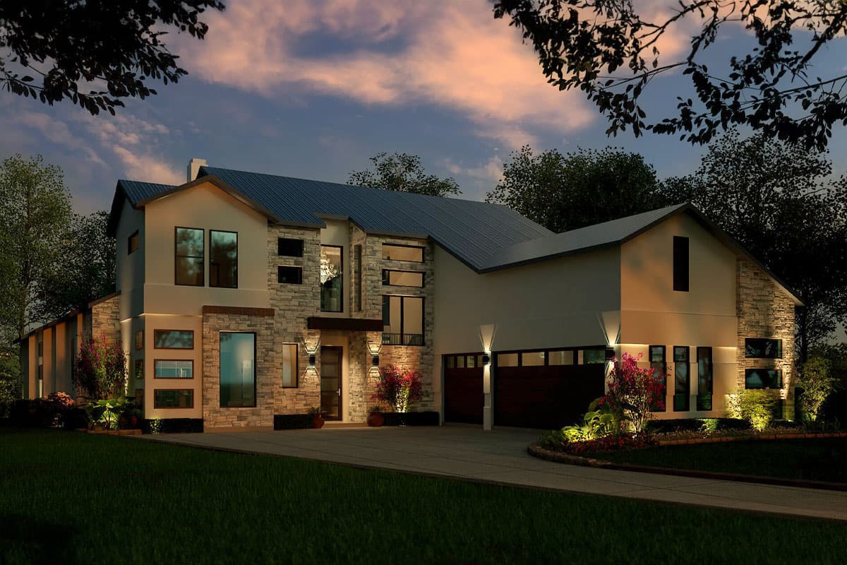 Plan 36700TX: 2-Story Contemporary Hill Country House Plan with 4 Bedrooms - 3633 Sq Ft - Image #6 - Contemporary, Hill Country, Transitional