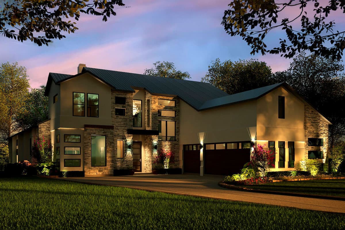 Plan 36700TX: 2-Story Contemporary Hill Country House Plan with 4 Bedrooms - 3633 Sq Ft - Image #7 - Contemporary, Hill Country, Transitional