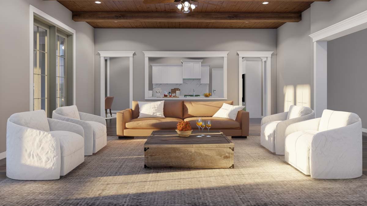 Plan 70882MK: 4-Bed European-Style Home Plan with Flex Room and an Angled 3 Car Garage - 4808 Sq Ft - Image #6 - European, French Country, Traditional