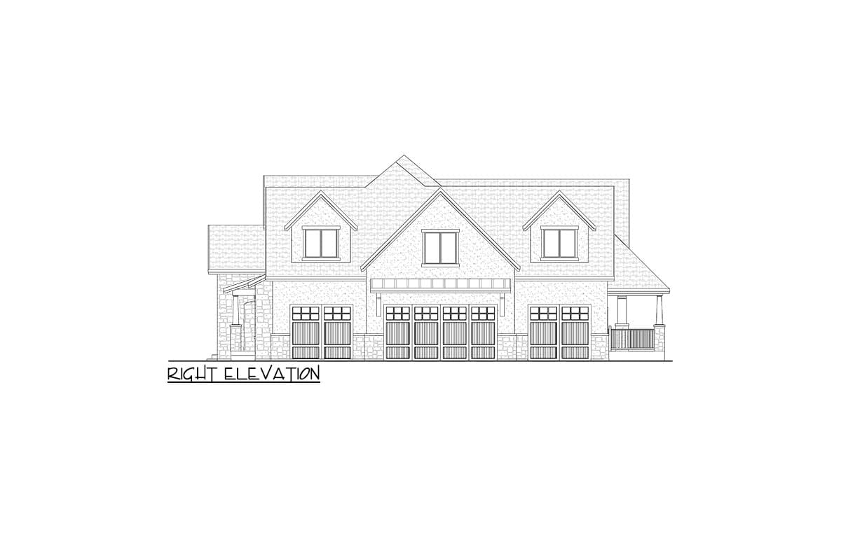 Plan 290182IY: 5 Bed Transitional House Plan with 4-Car Garage - 5244 Sq Ft - Image #5 - European, Transitional