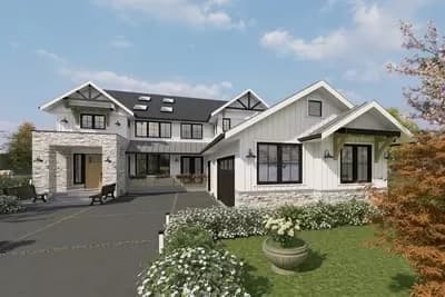 Modern Farmhouse with Five Ensuite Bedrooms and a Workshop - 3978Sq Ft