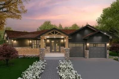 Craftsman Ranch House Plan with Finished Lower Level - 3414 Sq Ft