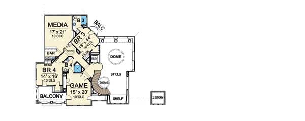 Plan 36129TX: Loaded With Extras - Floor Plan - 2nd Floor - European, Mediterranean, Spanish