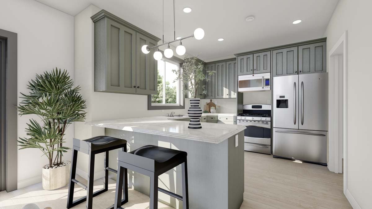 Plan 61499UT: One-Story Ranch House Plan with 3 Clustered Bedrooms - 1595 Sq Ft - Image #5 - Ranch, Traditional