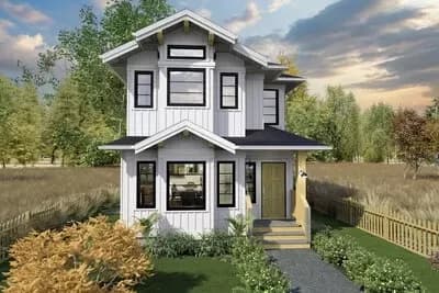 19-Foot-Wide Modern Farmhouse Plan with Second Floor Flex Room - 1755 Sq Ft