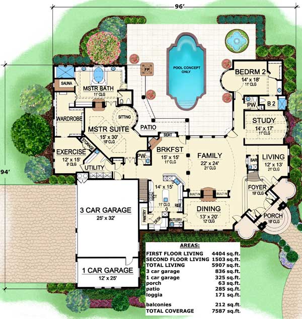 Plan 36132TX: Stately Luxury House Plan - Floor Plan - Main Level - European