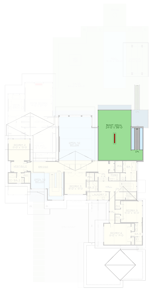 Plan 23961JD: Modern Mountain House Plan with 6 Bedrooms and Rooftop Deck - 8955 Sq Ft - Floor Plan - Roof Deck - Mid Century Modern, Modern, Mountain
