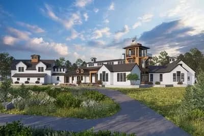 Luxury Modern Farmhouse Plan with 5 Beds and 4-Car Garage - 8300 Sq Ft