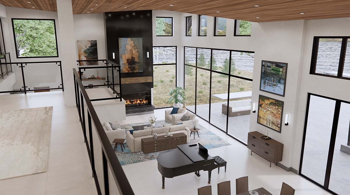 Plan 23964JD: 4-Bed Modern House Plan with Outdoor Living Room and Bar - 5655 Sq Ft - Image #9 - Contemporary, Mid Century Modern, Modern, Northwest