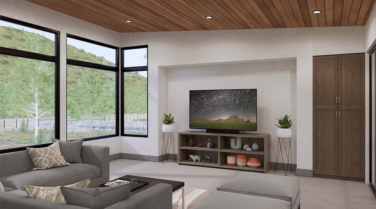 Plan 23964JD: 4-Bed Modern House Plan with Outdoor Living Room and Bar - 5655 Sq Ft - Image #14 - Contemporary, Mid Century Modern, Modern, Northwest
