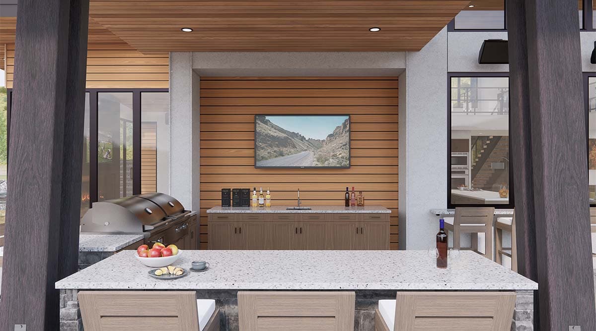 Plan 23964JD: 4-Bed Modern House Plan with Outdoor Living Room and Bar - 5655 Sq Ft - Image #16 - Contemporary, Mid Century Modern, Modern, Northwest