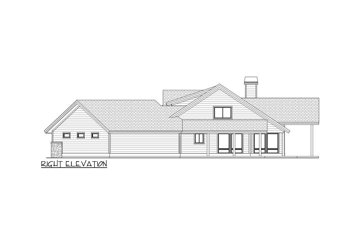 Plan 580073DFT: Mountain Craftsman House Plan with Angled 3-Car Garage - 2609 Sq Ft - Image #5 - Craftsman, Mountain, New American
