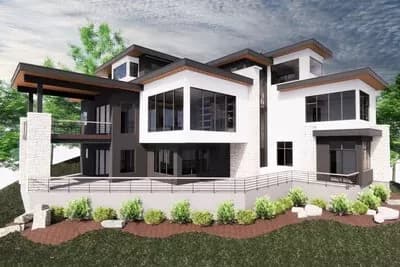 Modern House Plan with Upstairs Reading Nook with Fireplace - 4036 Sq Ft