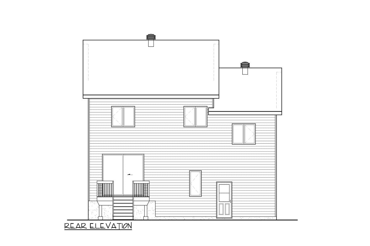 Plan 801167PM: Contemporary 2-Story House Plan with 3 Upstairs Beds and Home Office - 1852 Sq Ft - Image #4 - Contemporary, New American, Transitional