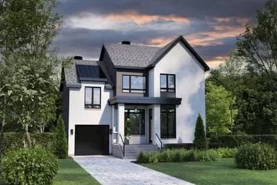 Contemporary 2-Story House Plan with 3 Upstairs Beds and Home Office - 1852 Sq Ft