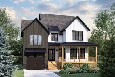 Two-Story Farmhouse Plan with 3-Beds - 2036 Sq Ft