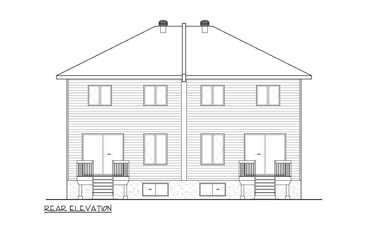 Plan 801171PM: Duplex House Plan with 3 Bed Units with 1 Car Drive Under Garage - 2112 Sq Ft Each - Image #4 - Contemporary, Modern, Transitional