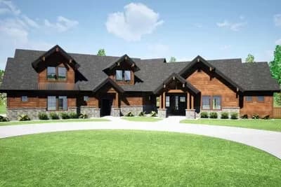 Mountain Craftsman House Plan with 5 Beds and an Angled Garage - 3702 Sq Ft