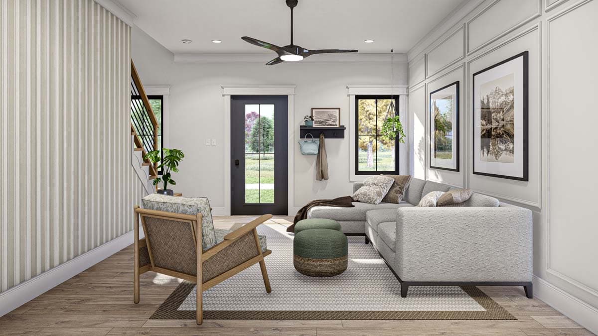 Plan 623342DJ: Duplex House Plan with Side-By-Side 3-Bedroom Units - 1277 Sq Ft Each - Image #5 - Modern Farmhouse, New American, Traditional