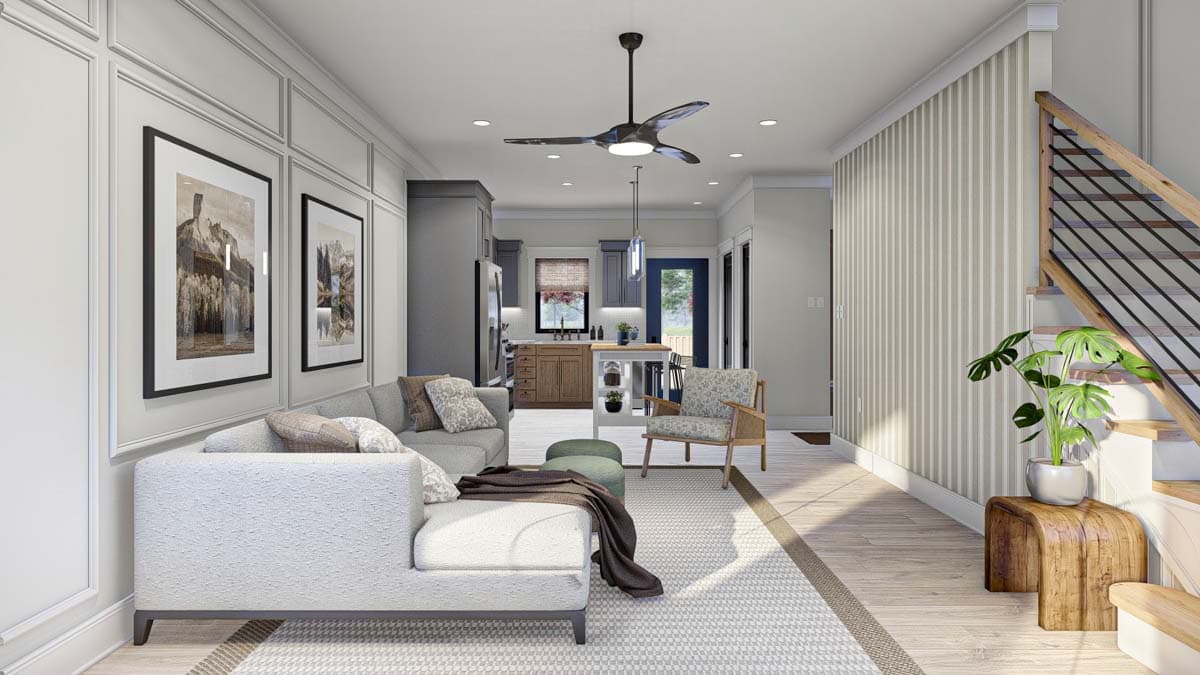 Plan 623342DJ: Duplex House Plan with Side-By-Side 3-Bedroom Units - 1277 Sq Ft Each - Image #6 - Modern Farmhouse, New American, Traditional