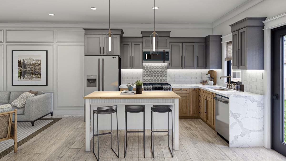 Plan 623342DJ: Duplex House Plan with Side-By-Side 3-Bedroom Units - 1277 Sq Ft Each - Image #8 - Modern Farmhouse, New American, Traditional