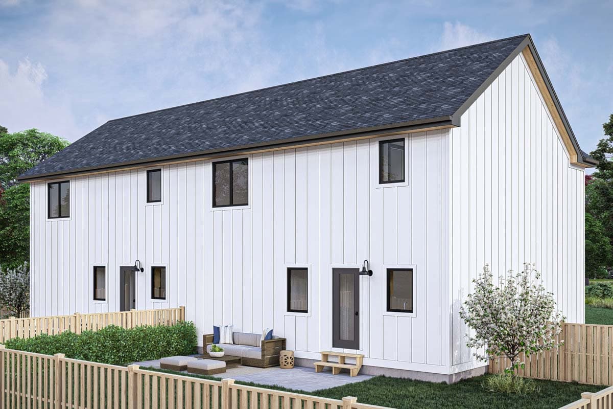 Plan 623342DJ: Duplex House Plan with Side-By-Side 3-Bedroom Units - 1277 Sq Ft Each - Image #14 - Modern Farmhouse, New American, Traditional