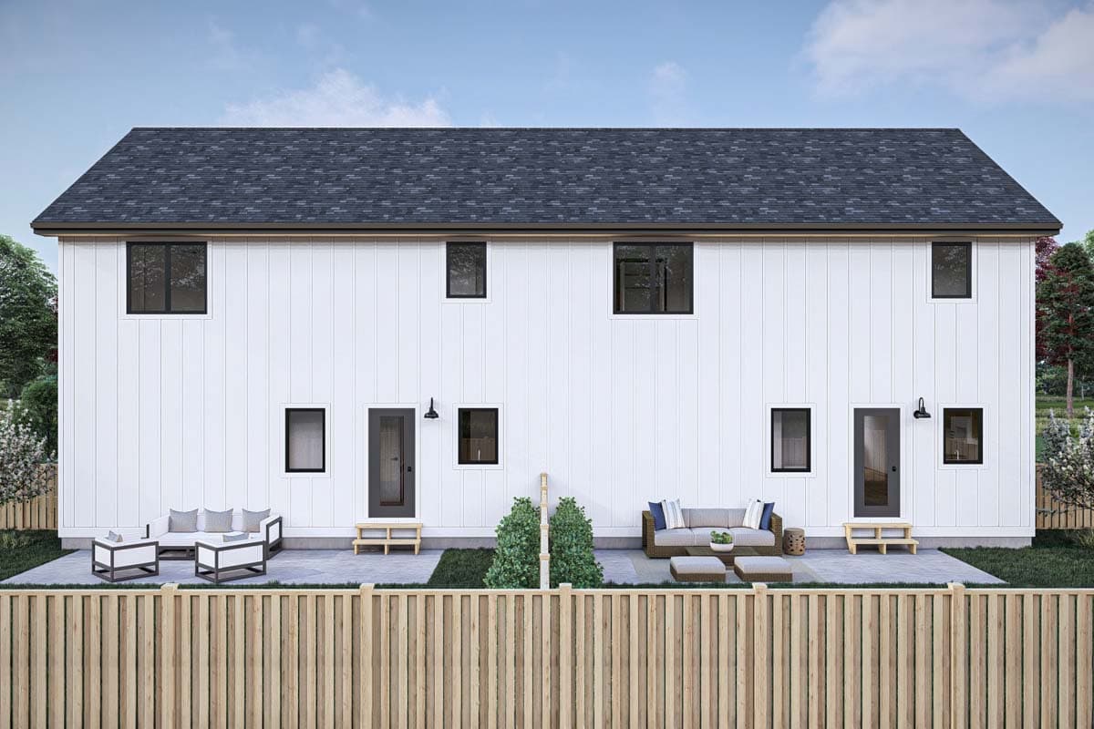 Plan 623342DJ: Duplex House Plan with Side-By-Side 3-Bedroom Units - 1277 Sq Ft Each - Image #16 - Modern Farmhouse, New American, Traditional