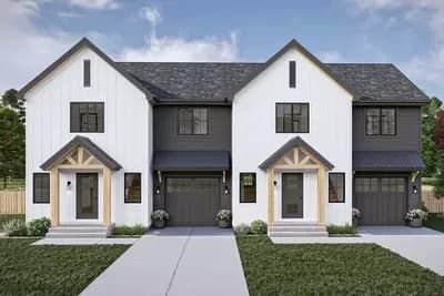 Duplex House Plan with Side-By-Side 3-Bedroom Units - 1277 Sq Ft Each