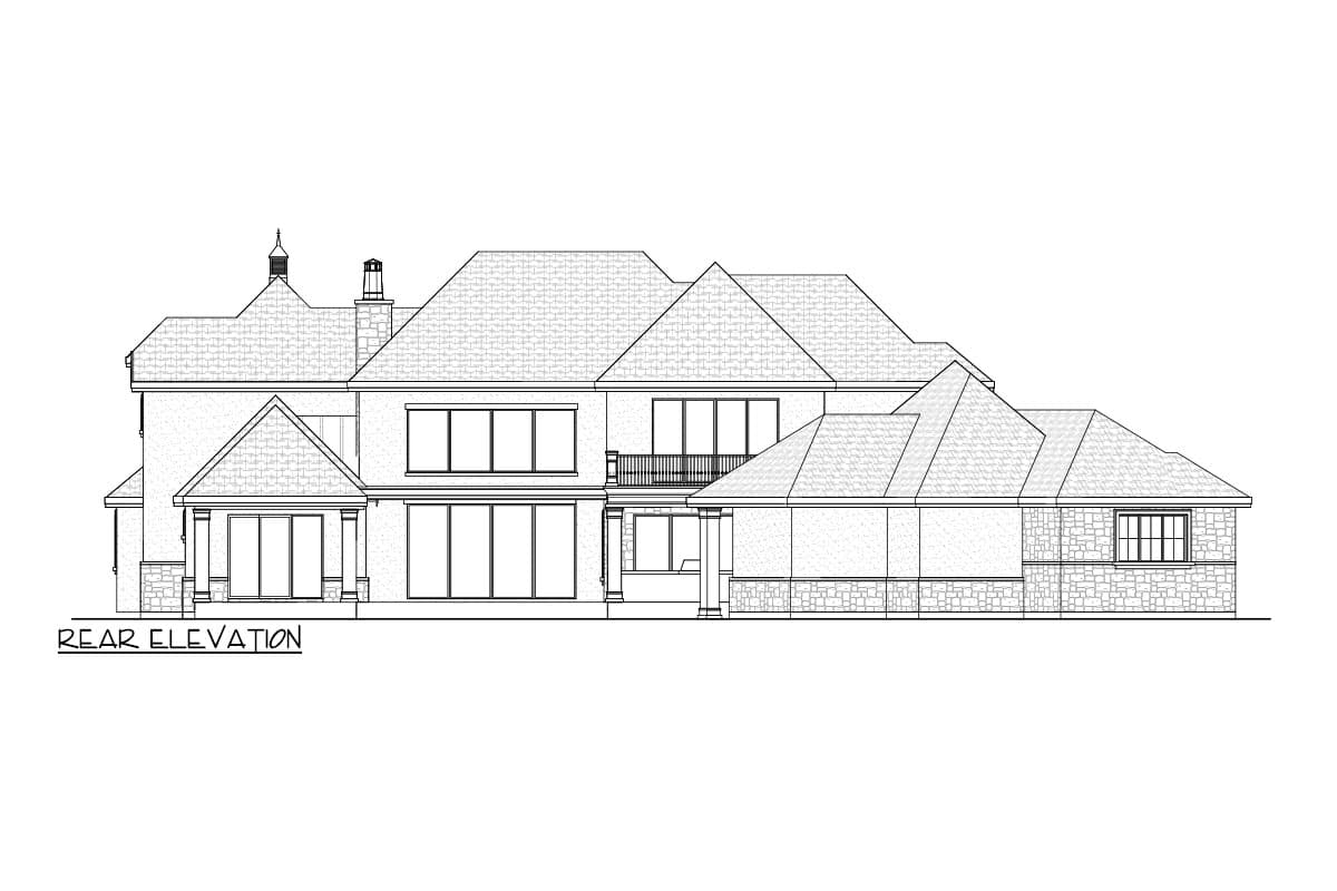 Plan 290187IY: Transitional House Plan with Elevator and Lower Level Expansion - 5832 Sq Ft - Image #4 - European, Southern, Transitional