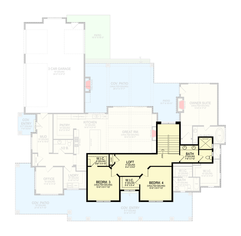 Plan 290189IY: 6 Bed Modern Farmhouse Plan with Large Front Porch - 3685 Sq Ft - Floor Plan - 2nd Floor - Country, Farmhouse, Modern Farmhouse, New American