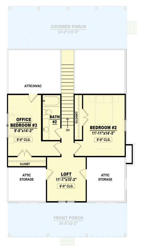 Plan 810026RBT: 2-Story Modern Farmhouse Plan with Main Floor Master and Loft Above - 1878 Sq Ft - Floor Plan - 2nd Floor - Cape Cod, Country, Farmhouse, Modern Farmhouse