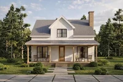 2-Story Modern Farmhouse Plan with Main Floor Master and Loft Above - 1878 Sq Ft