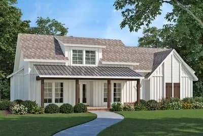 3-Bed Modern Farmhouse House Plan with 2-Car Detached Garage Option - 1512 Sq Ft