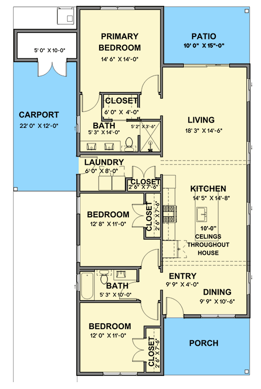 Plan 380016ASH: 3 Bed Small Country House Plan with 1-Car Garage - 1635 Sq Ft - Floor Plan - Main Level - Cabin, Cottage, Country