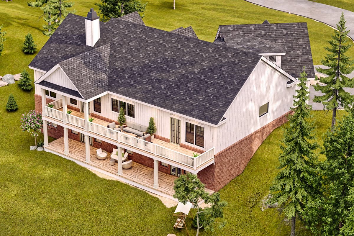 Plan 12331JL: Craftsman Mountain or Lake House Plan with Angled Garage and Views in Back - 2619 Sq Ft - Image #4 - Craftsman, Mountain, Northwest