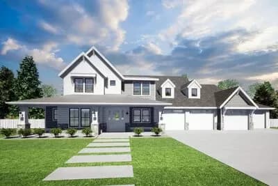 2-Story New American Home Plan with 4 Beds and Oversized Garage 4569 Sq Ft