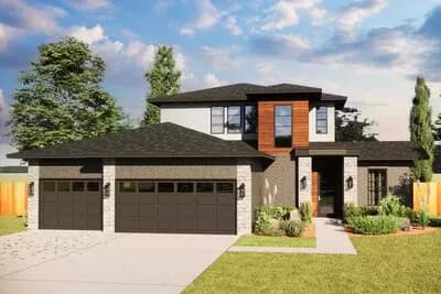 Modern Prairie-Style House Plan with 3 Beds and 3 Car Garage - 2335 Sq Ft