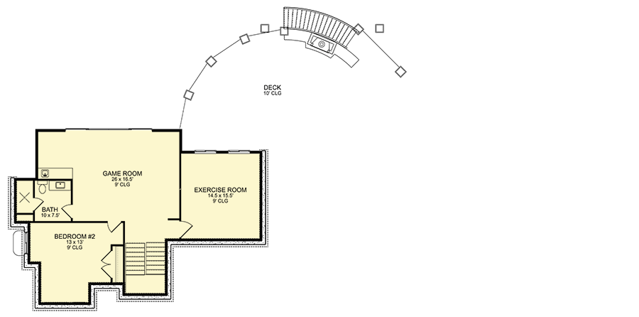 Plan 580089DFT: 3-Bed New American Home Plan with Oversized Angled Garage - 3804 Sq Ft - Floor Plan - Lower Level - Country, Craftsman, New American, Traditional