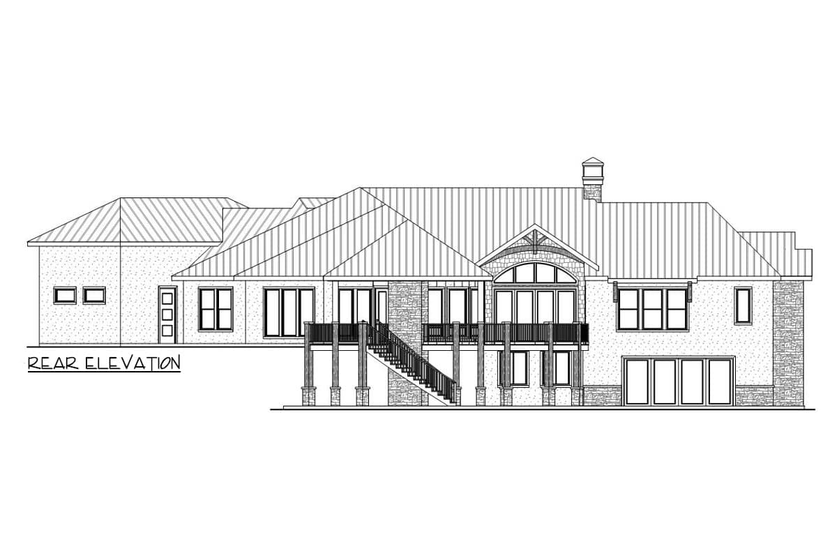 Plan 580089DFT: 3-Bed New American Home Plan with Oversized Angled Garage - 3804 Sq Ft - Image #4 - Country, Craftsman, New American, Traditional