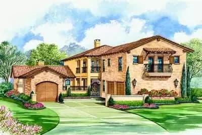 Tuscan-Inspired House Plan with Spacious Courtyard