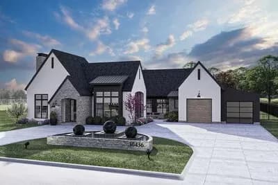Cottage-Style House Plan with Courtyard and Covered Patio - 2508 Sq Ft