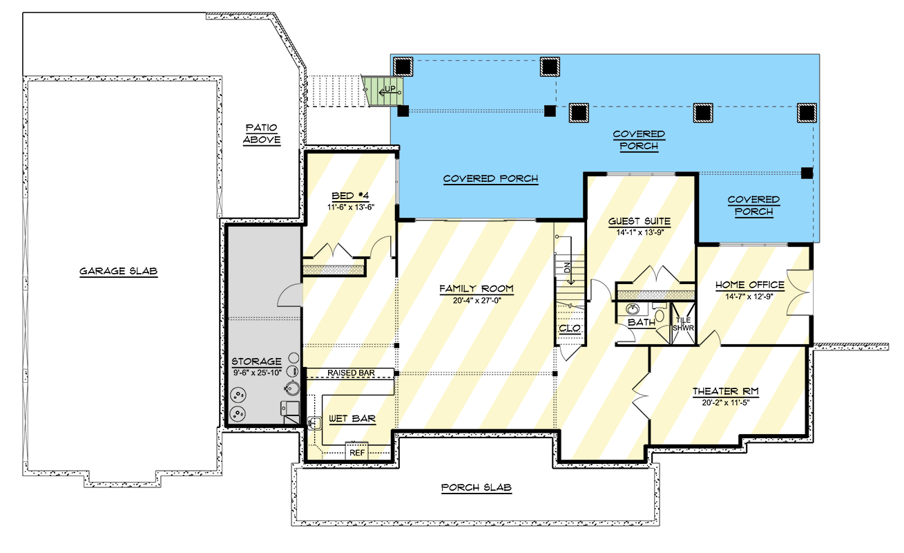 Plan 135255GRA: Mountain Ranch House Plan with Spectacular Rear Views - 2489 Sq Ft - Floor Plan - Lower Level - Craftsman, Hill Country, Mountain, Ranch