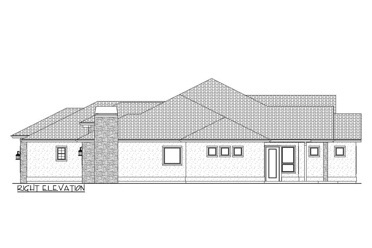 Plan 580098DFT: 1-Story Southwest-Style Ranch House Plan with Outdoor Fireplace and Home Office - 2951 Sq Ft - Image #5 - European, Ranch, Southwest, Tuscan