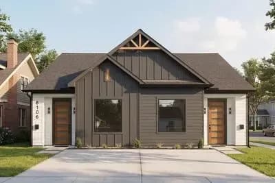 New American Duplex House Plan with 3 Bed 2 Bath Units - 1143 Sq Ft