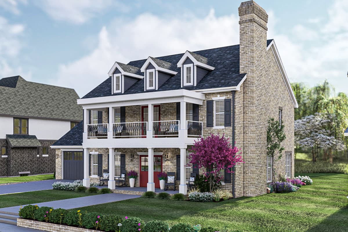 Plan 623347DJ: Two-Story Colonial House Plan with Stacked Front Porches - 2544 Sq Ft - Image #6 - Colonial, Country, Traditional