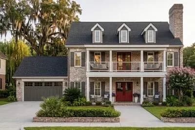 Two-Story Colonial House Plan with Stacked Front Porches - 2544 Sq Ft
