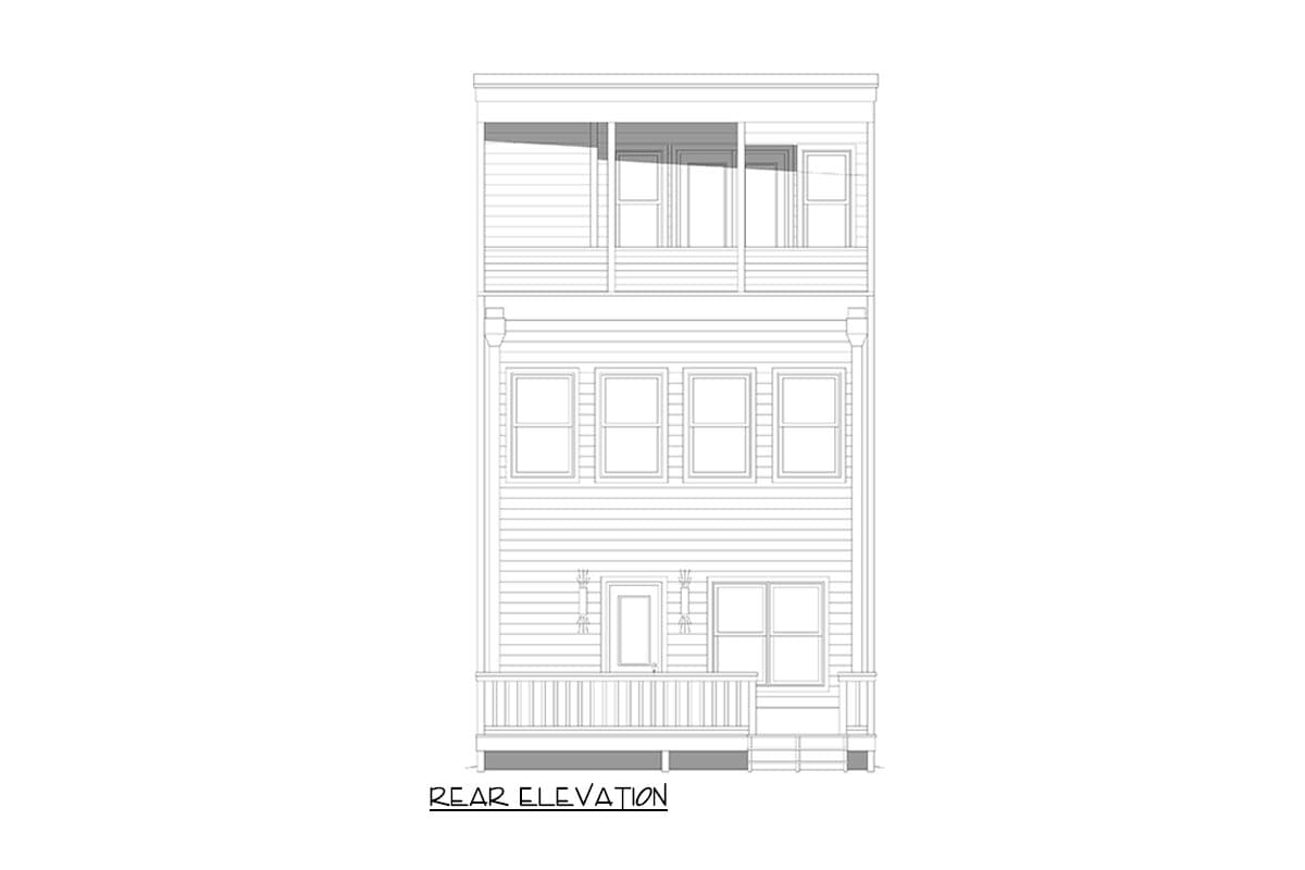 Plan 680301VR: 19-Foot-Wide 3-Story House Plan with Contemporary Exterior - 2019 Sq Ft - Image #4 - Contemporary